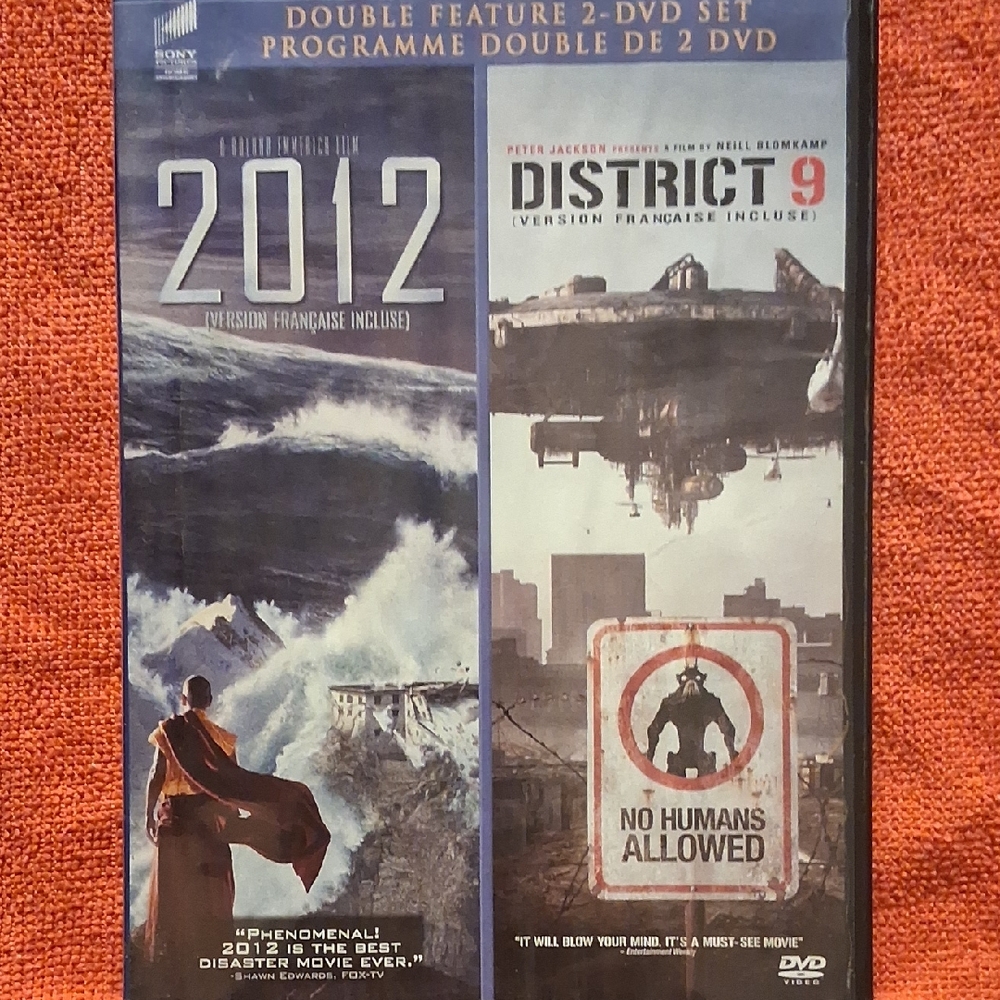 DVD SALE 📽️5/$15 - 10/$25 🎞️ Sony Double Feature DVD Set - 2012 and District 9